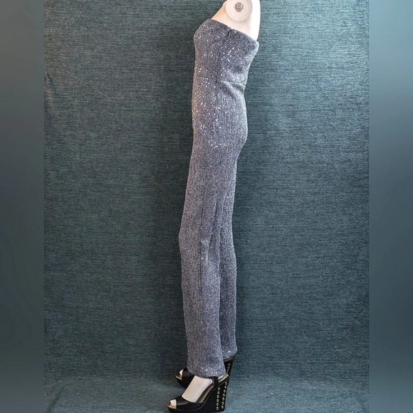 Wild Fable Strapless Tube Jumpsuit, Silver Sequined Dark Blue - Picture 8 of 14